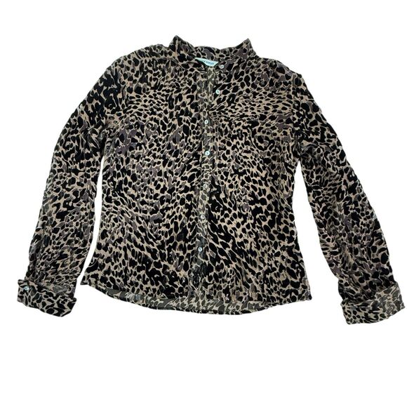 Laura Ashley Burnout Velvet Silk Blend Blouse Size 6 Flip Cuffs Goth Y2K - Picture 2 of 11